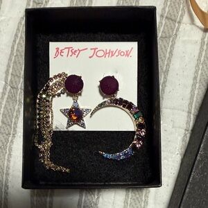 Betsey Johnson Shooting Star and Moon Earrings